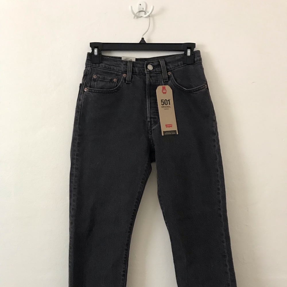 NWT Levi's Washed Grey 501 Skinny Crop Scallop 24 x 26